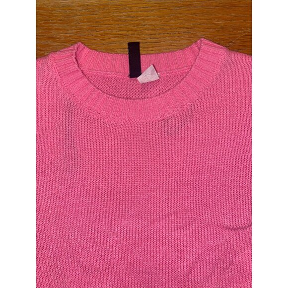 Pink Knit Cropped Sweater With Ribbed Hem & Cuffs - Cozy & Stylish For Any Casua - Picture 3 of 4